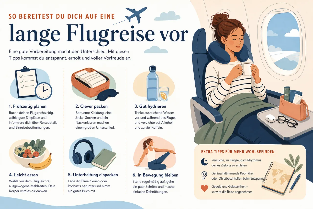 So bereitest du dich auf eine lange Flugreise vor