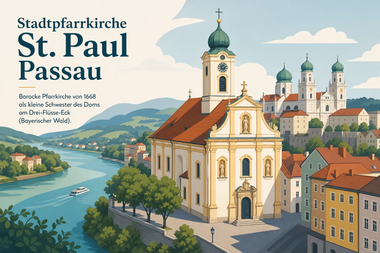 Stadtpfarrkirche St. Paul Passau: barocke Pfarrkirche von 1668 als kleine Schwester des Doms am Drei-Flüsse-Eck