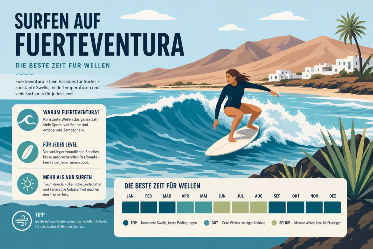 Surfen auf Fuerteventura: beste Zeit für Wellen