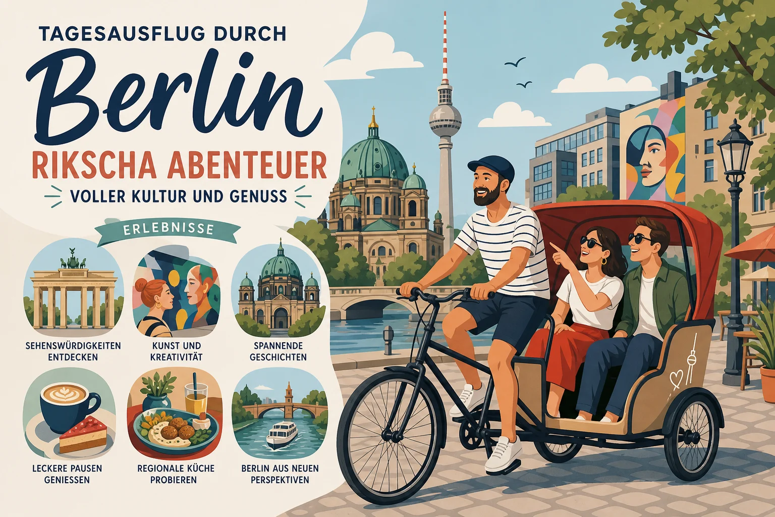 Tagesausflug durch Berlin: Rikscha, Kultur und Genuss
