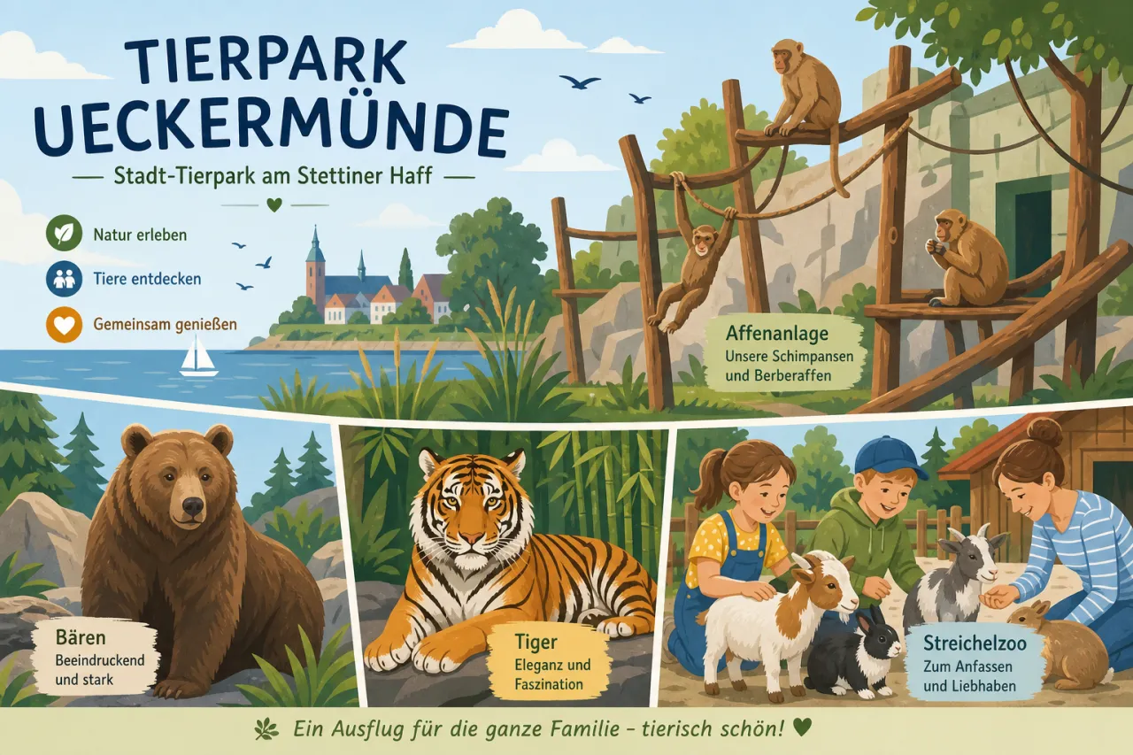 Tierpark Ueckermünde — Stadt-Tierpark am Stettiner Haff mit Affenanlage, Bären, Tigern und Streichelzoo