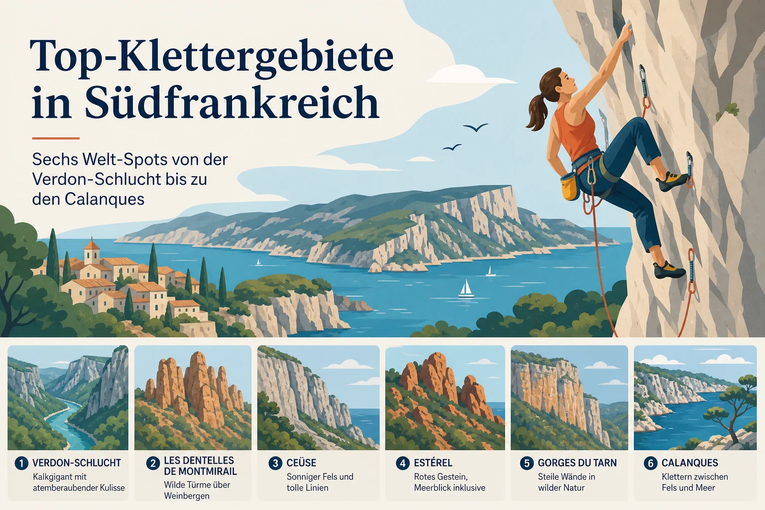 Top-Klettergebiete in Südfrankreich: Sechs Welt-Spots von der Verdon-Schlucht bis zu den Calanques