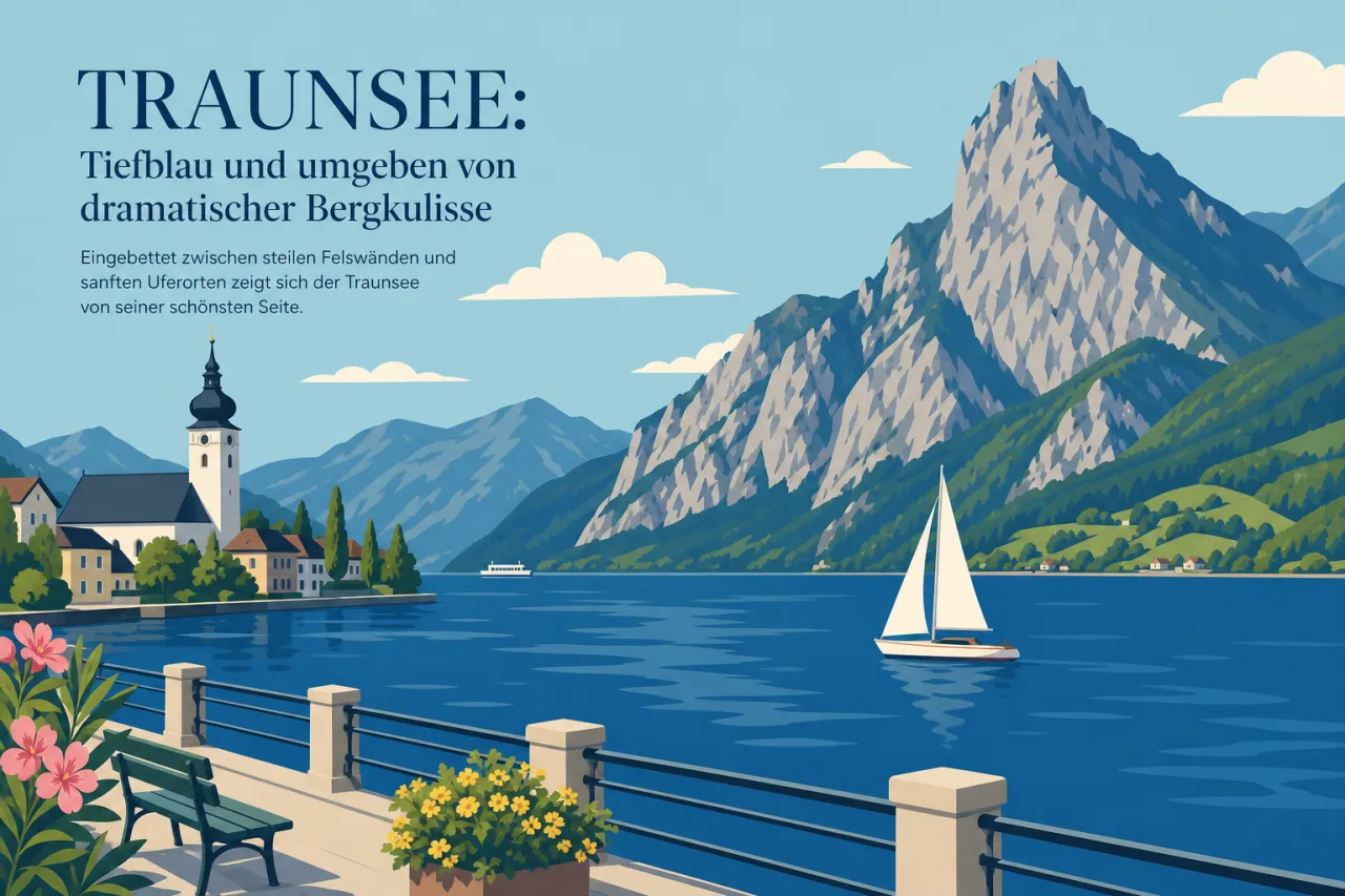 Traunsee: Tiefblau und umgeben von dramatischer Bergkulisse