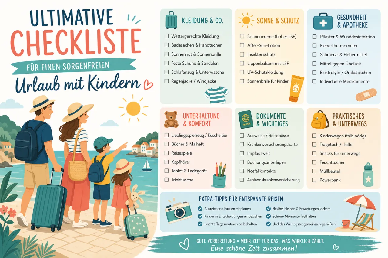 Ultimative Checkliste für einen sorgenfreien Urlaub mit Kindern