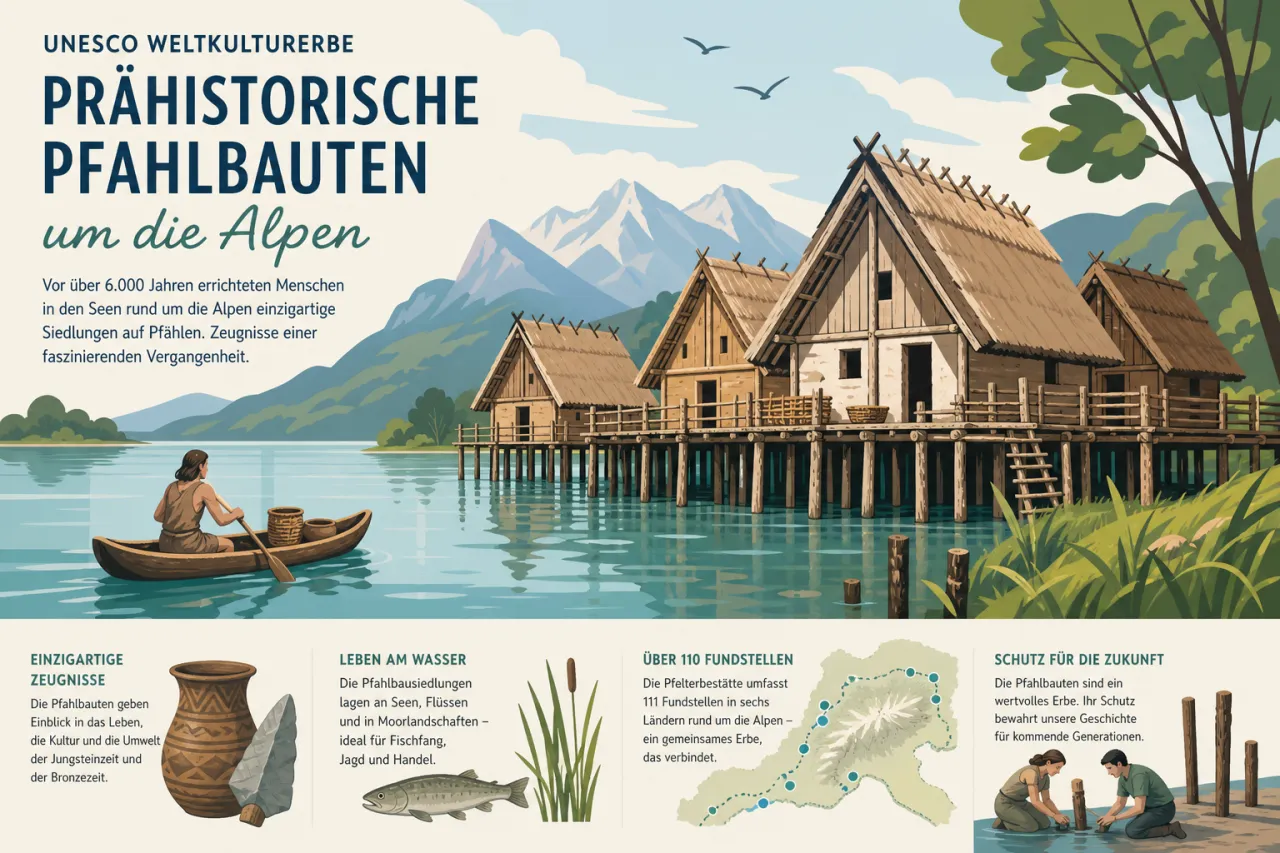 UNESCO Weltkulturerbe Prähistorische Pfahlbauten um die Alpen