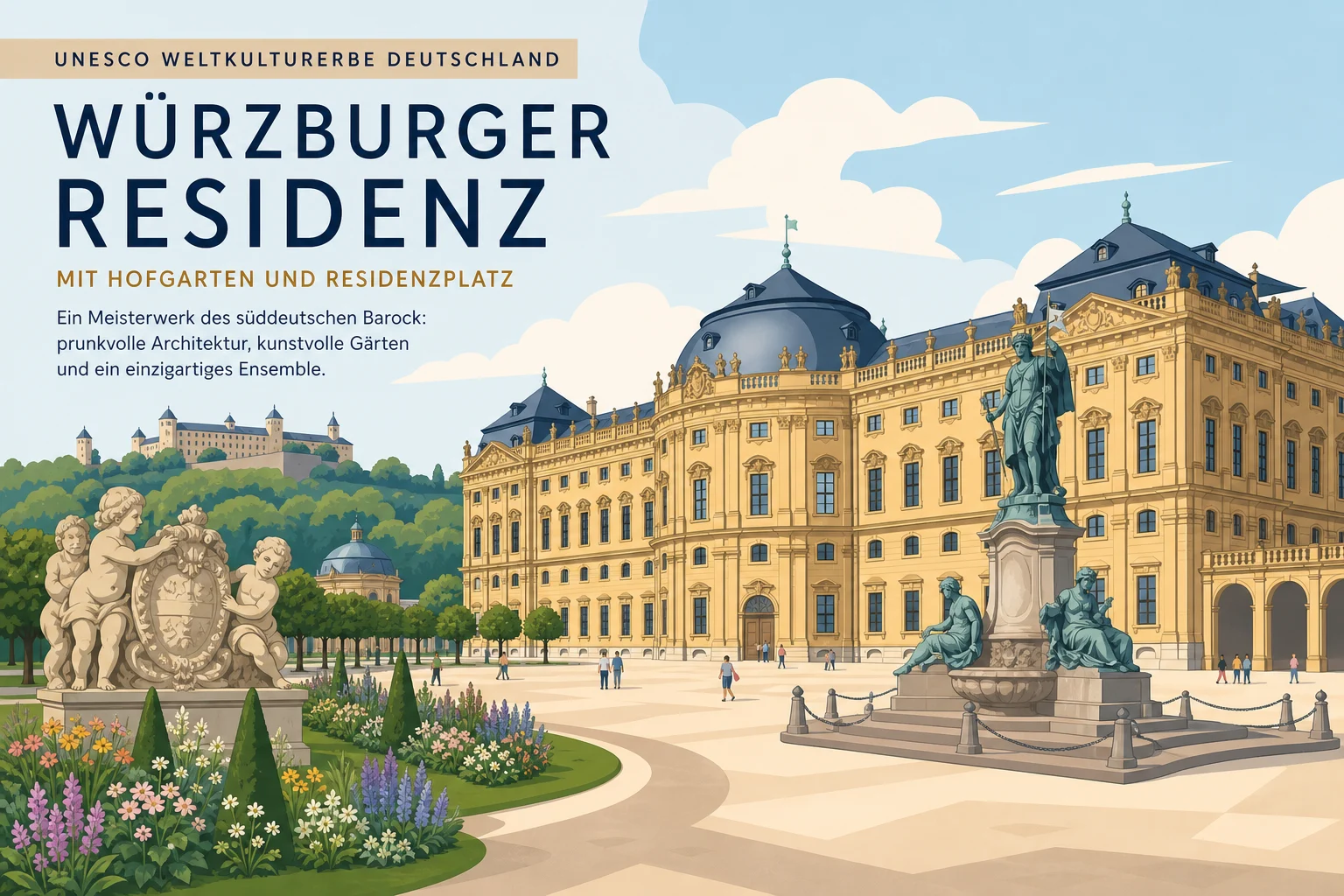 UNESCO Weltkulturerbe Würzburger Residenz mit Hofgarten und Residenzplatz