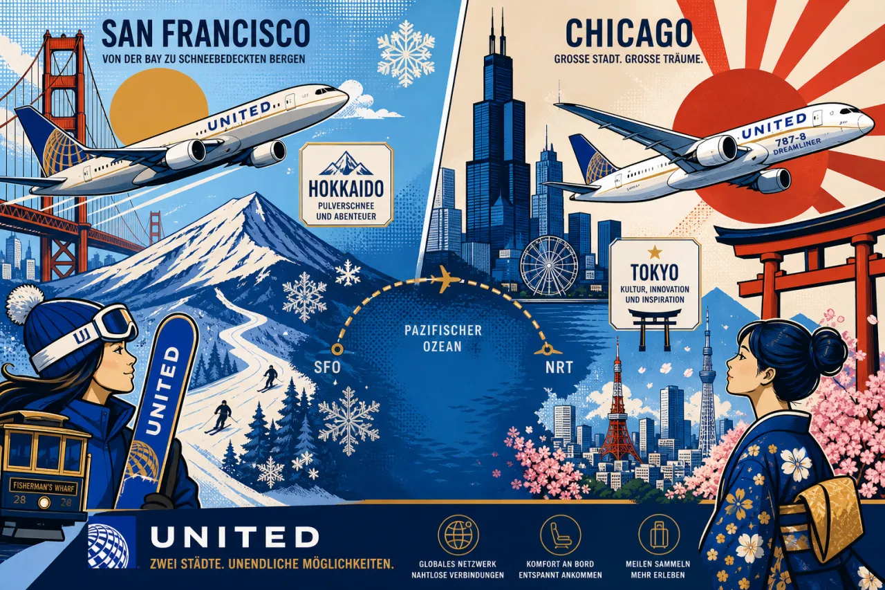 United Airlines fliegt erstmals nonstop nach Sapporo – und neu von Chicago nach Tokio-Narita