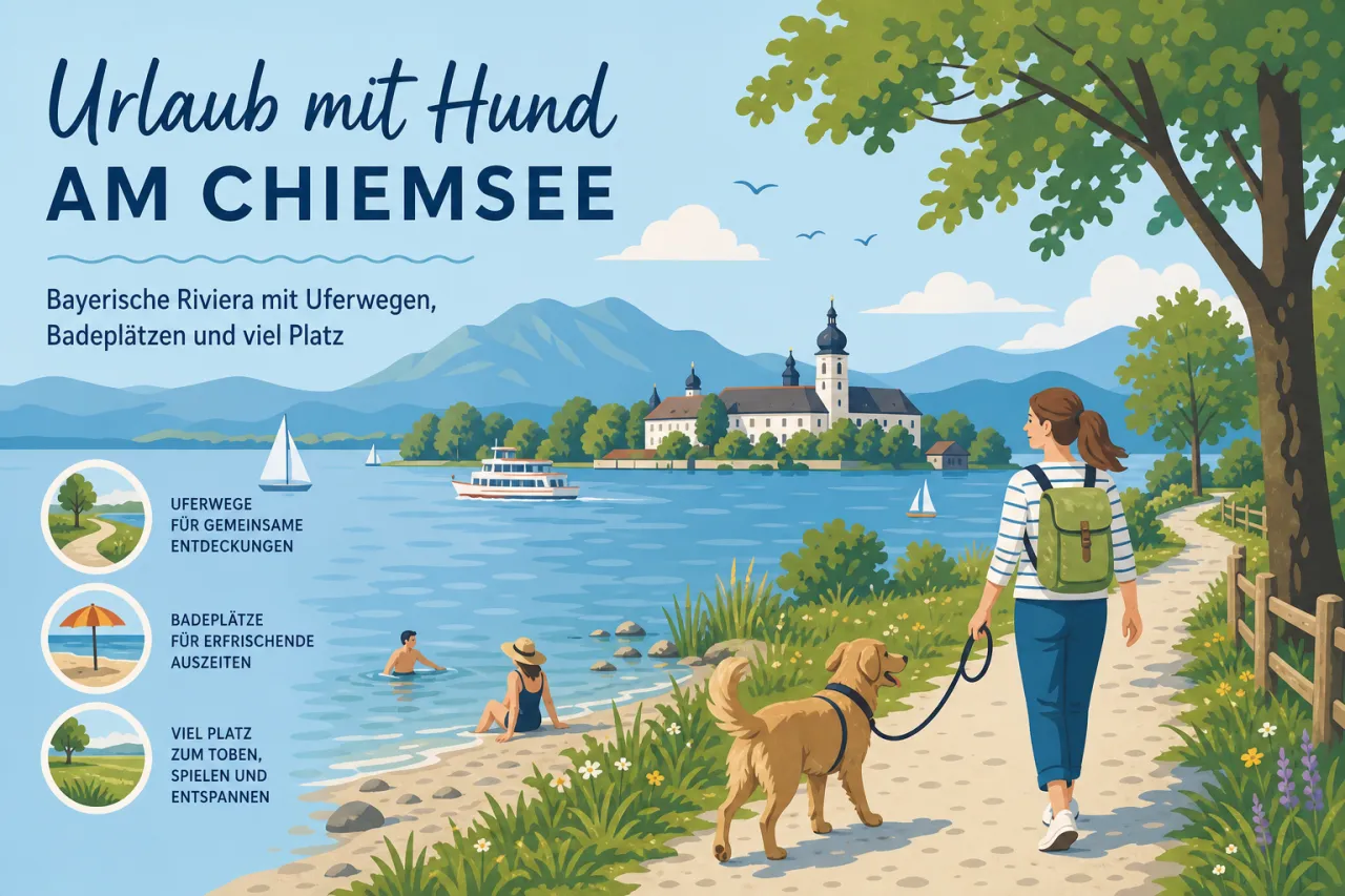 Urlaub mit Hund am Chiemsee: Bayerische Riviera mit Uferwegen, Badeplätzen und viel Platz