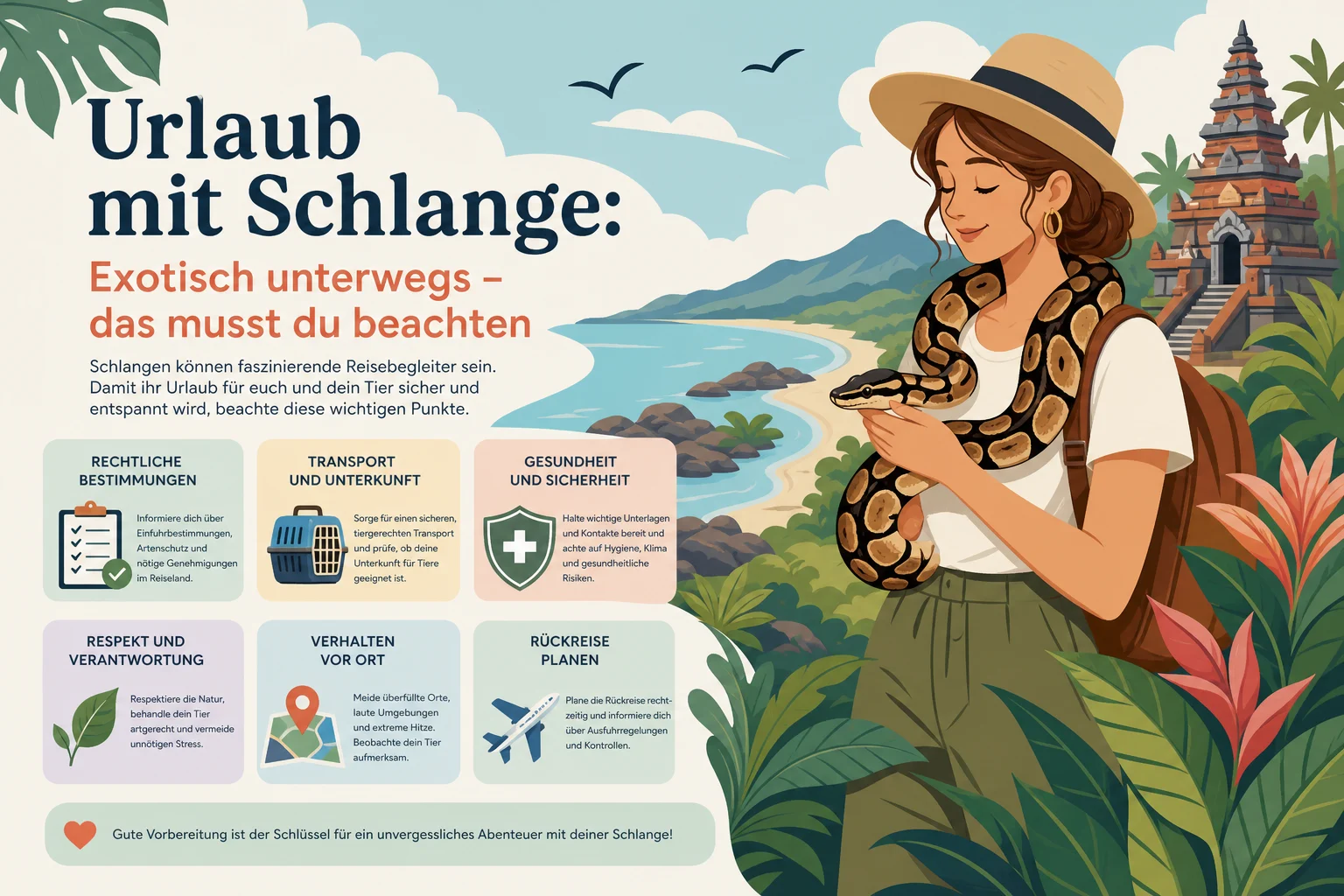 Urlaub mit Schlange: Exotisch unterwegs – das musst du beachten