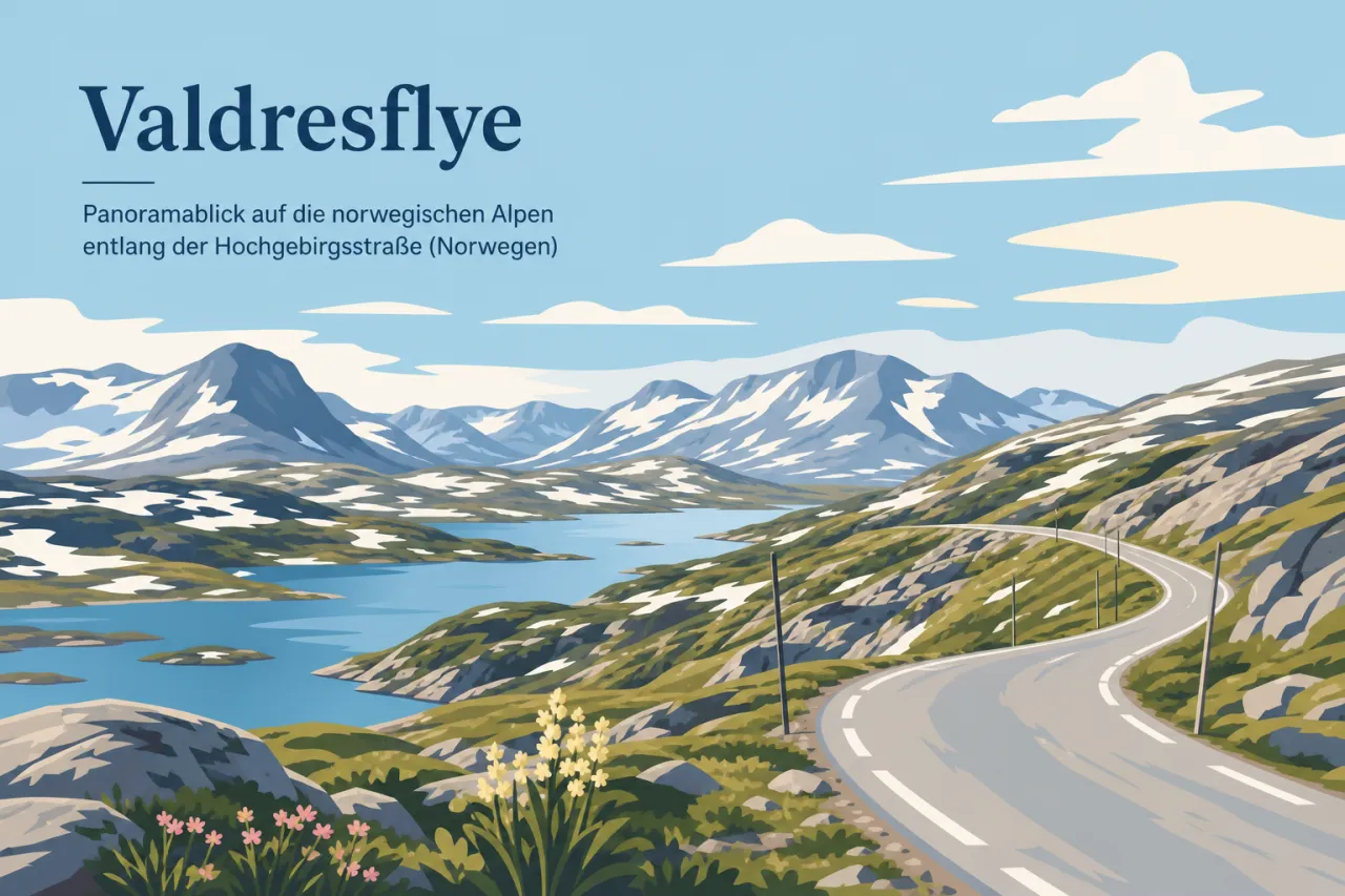 Valdresflye: Panoramablick auf die norwegischen Alpen entlang der Hochgebirgsstraße