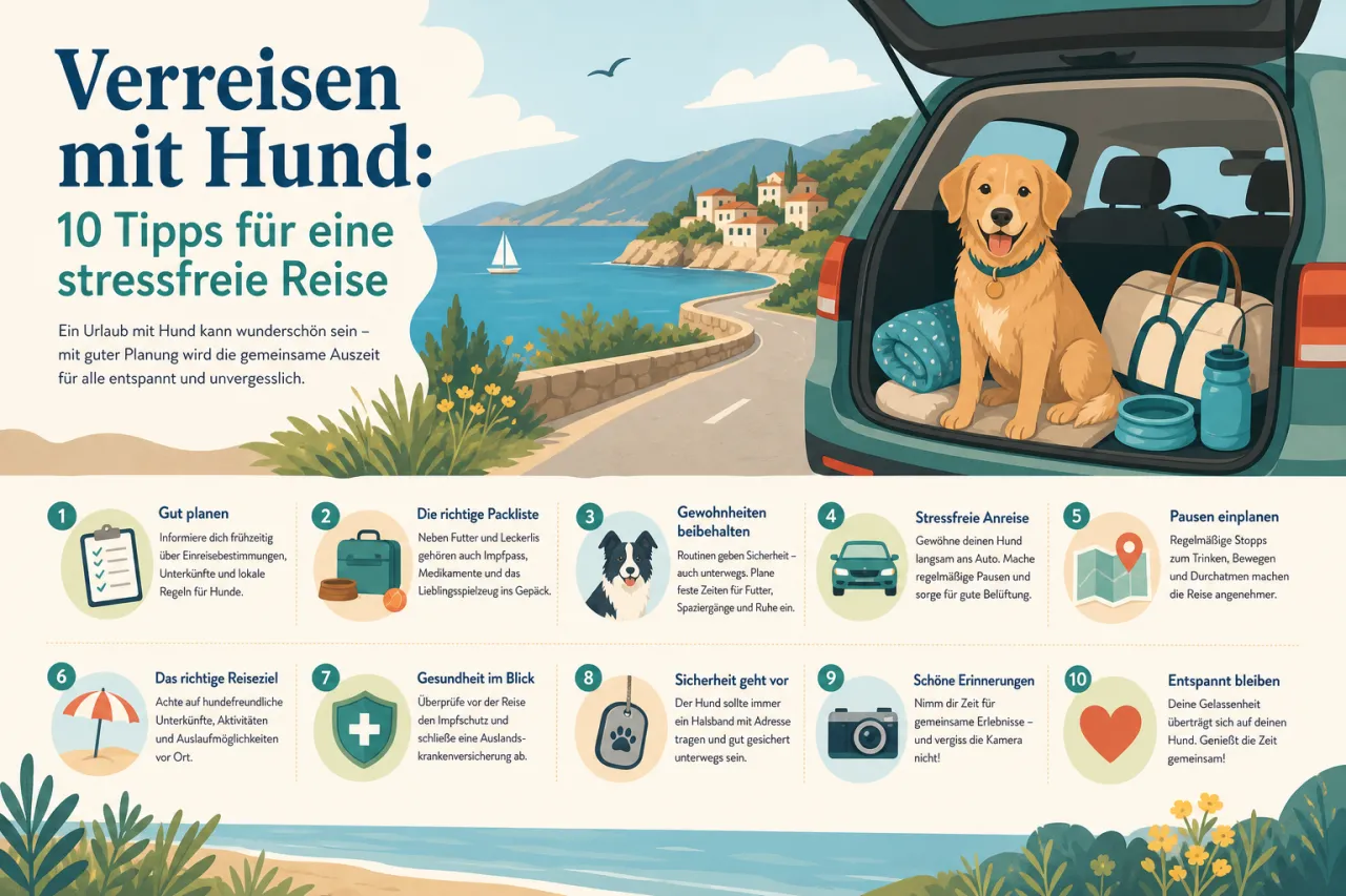 Verreisen mit Hund: 10 Tipps für eine stressfreie Reise