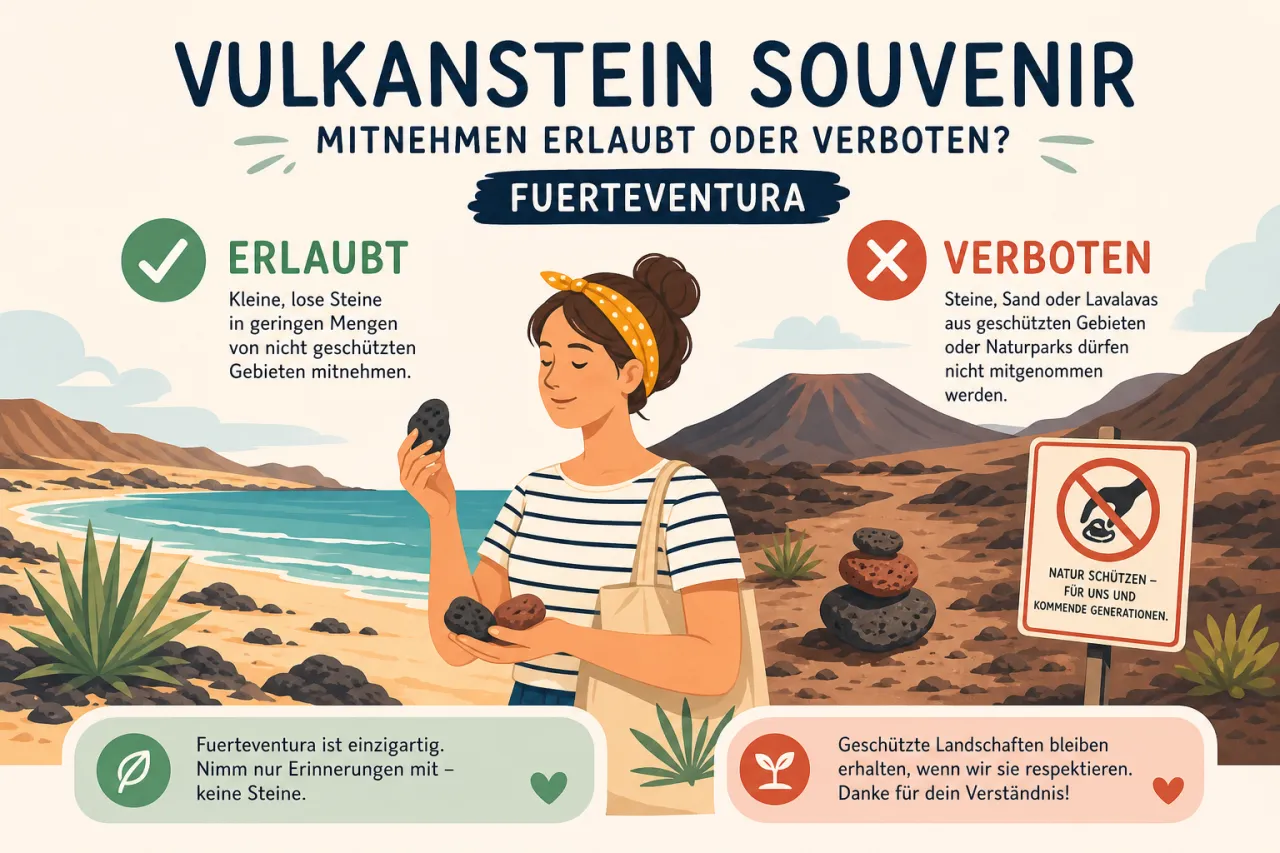 Vulkanstein-Souvenir mitnehmen: erlaubt oder verboten auf Fuerteventura?