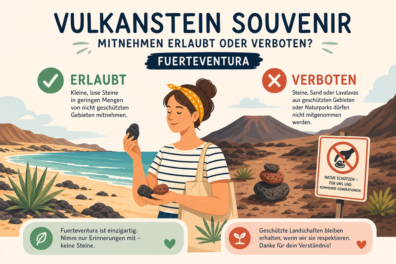 Vulkanstein-Souvenir mitnehmen: erlaubt oder verboten auf Fuerteventura?