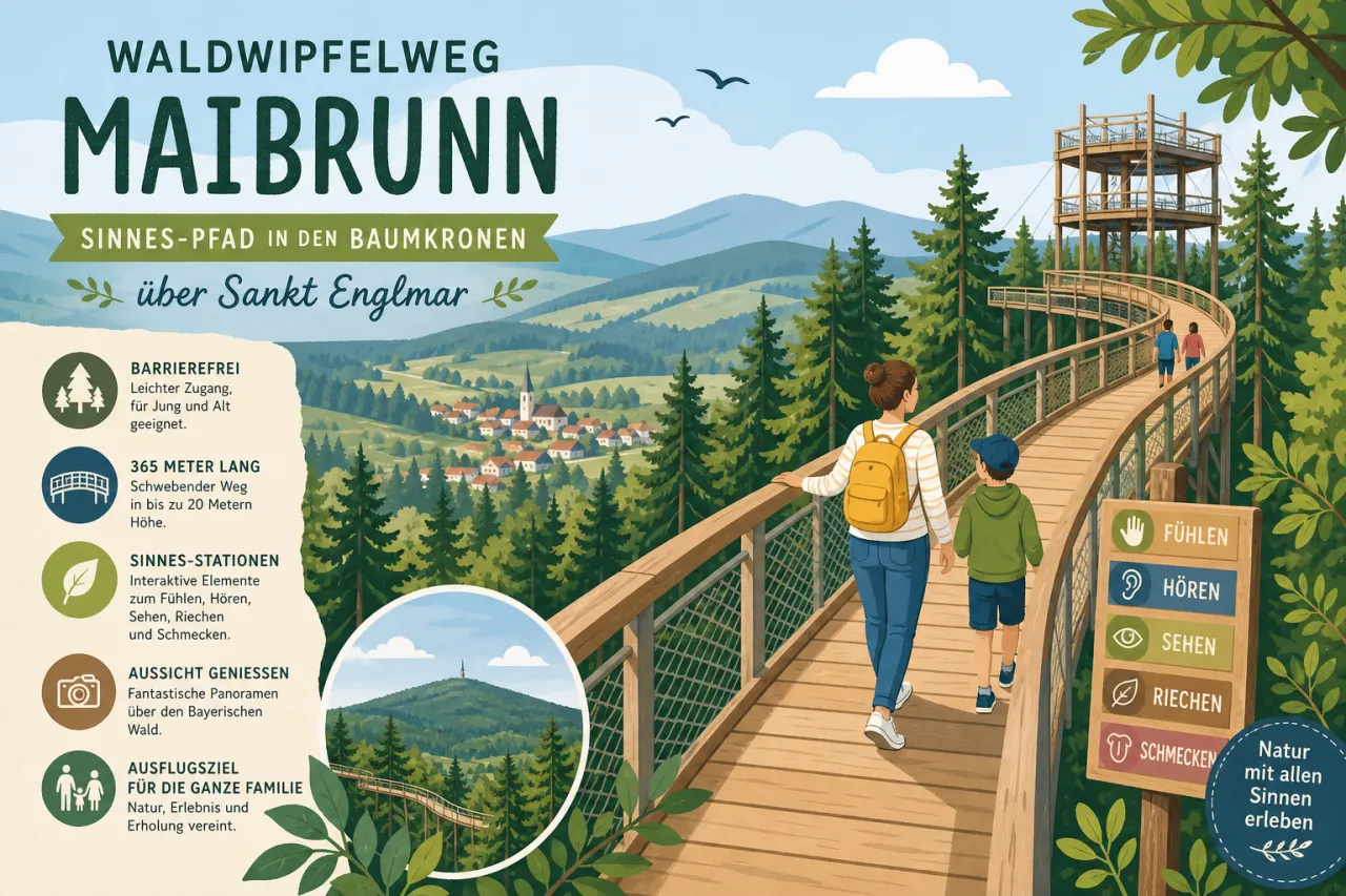 Waldwipfelweg Maibrunn — Sinnes-Pfad in den Baumkronen über Sankt Englmar