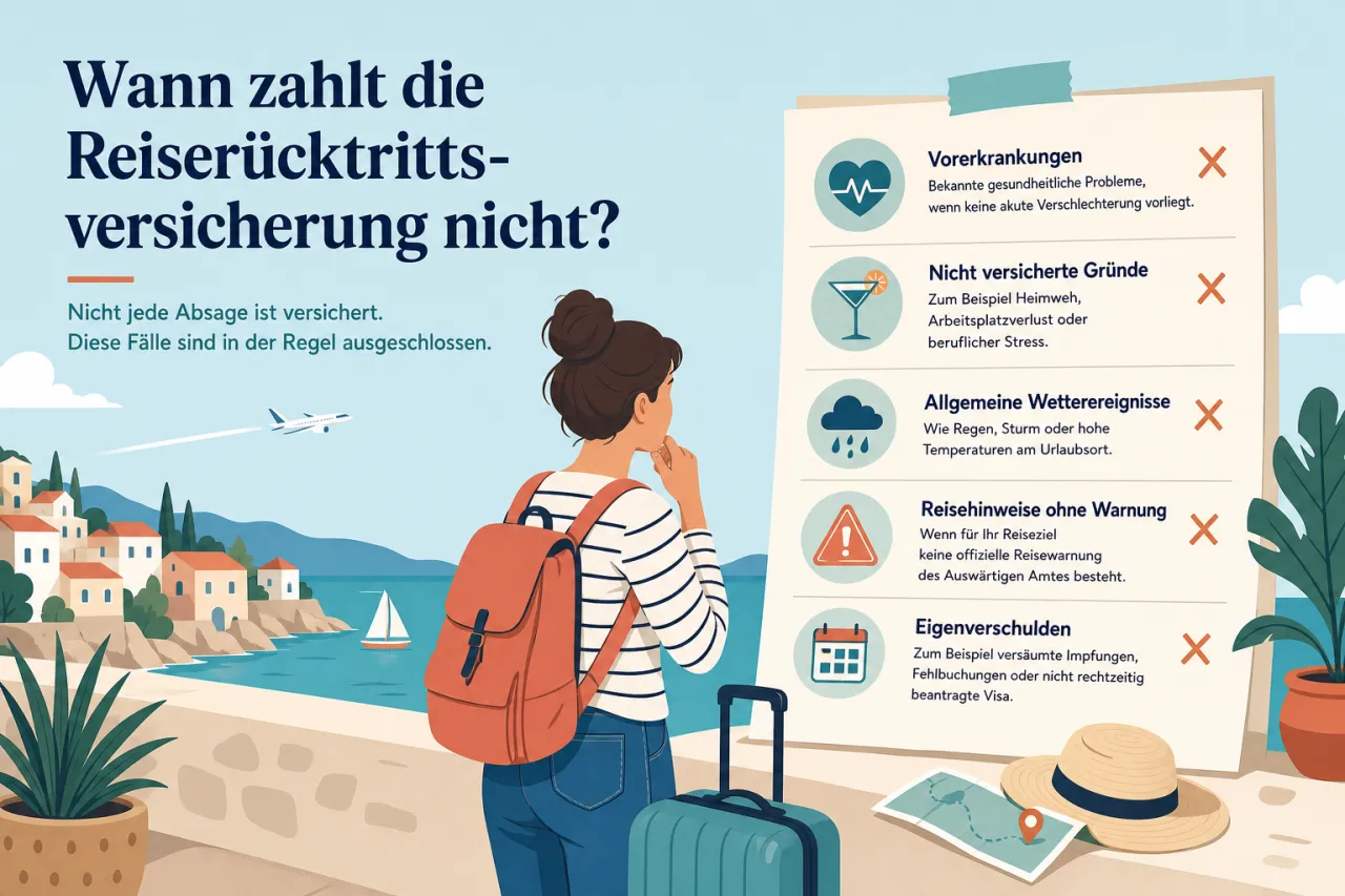 Wann zahlt die Reiserücktrittsversicherung nicht?