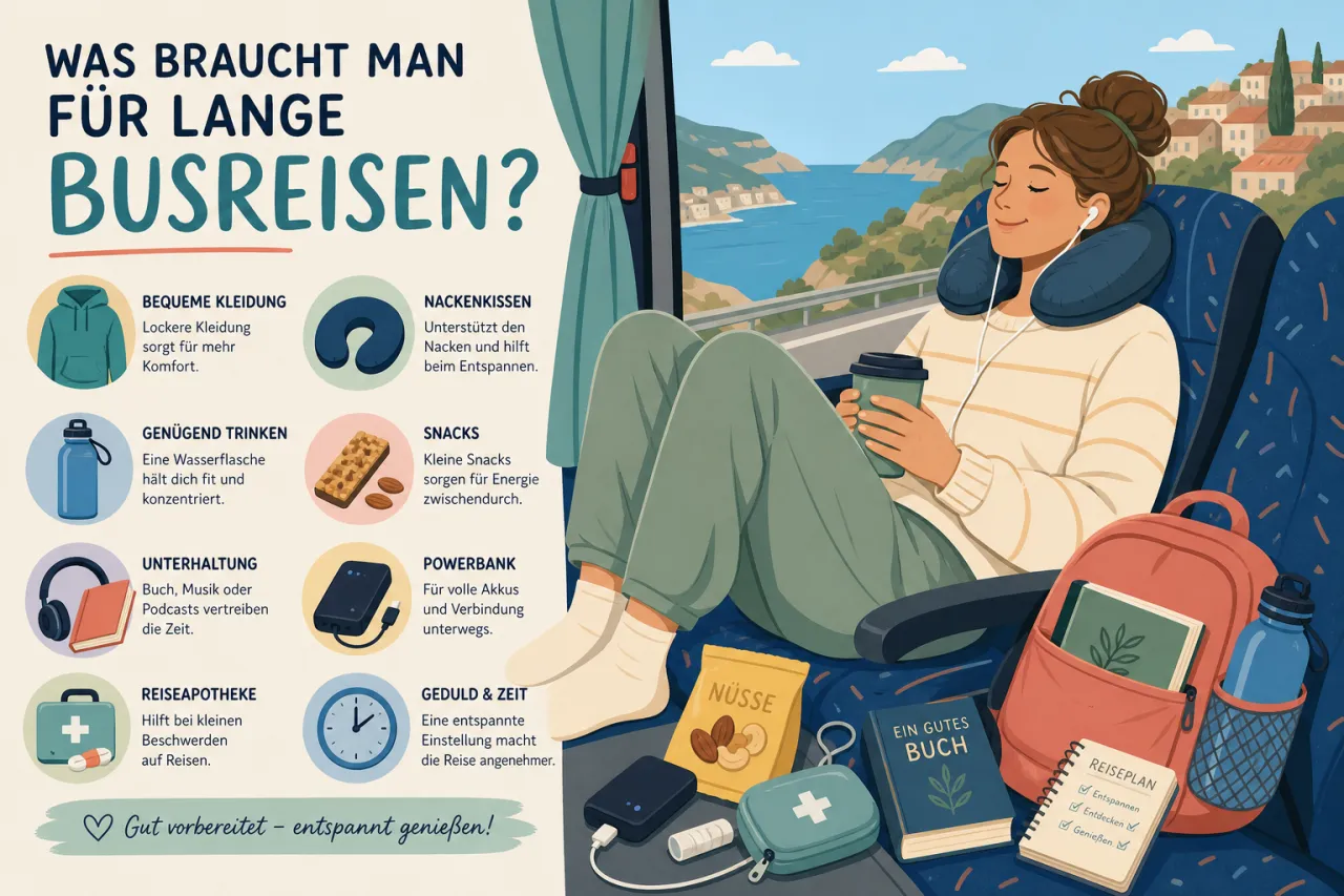 Was braucht man für lange Busreisen?