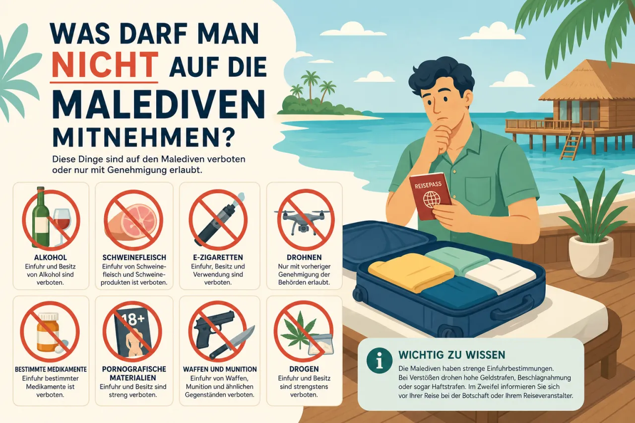 Was darf man nicht auf die Malediven mitnehmen?
