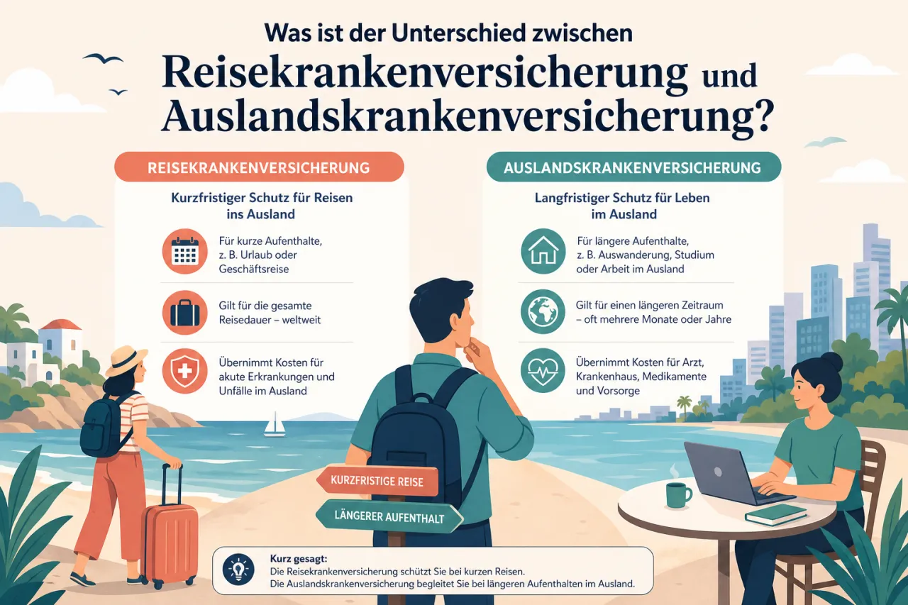 Was ist der Unterschied zwischen Reisekrankenversicherung und Auslandskrankenversicherung?