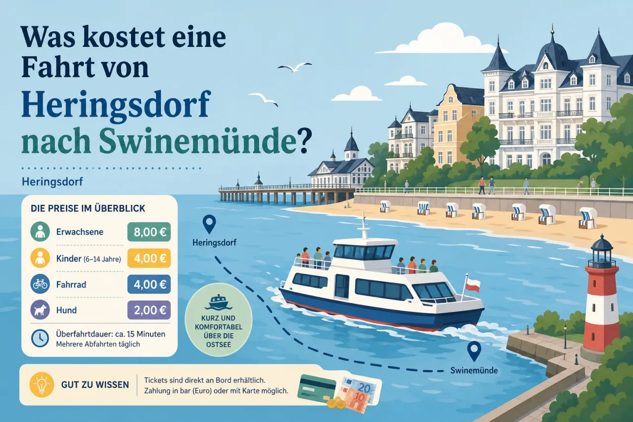 Was kostet eine Fahrt von Heringsdorf nach Swinemünde?