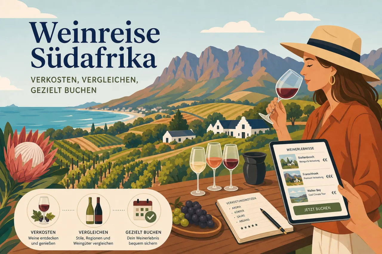 Weinreise Südafrika: Verkosten, vergleichen, gezielt buchen