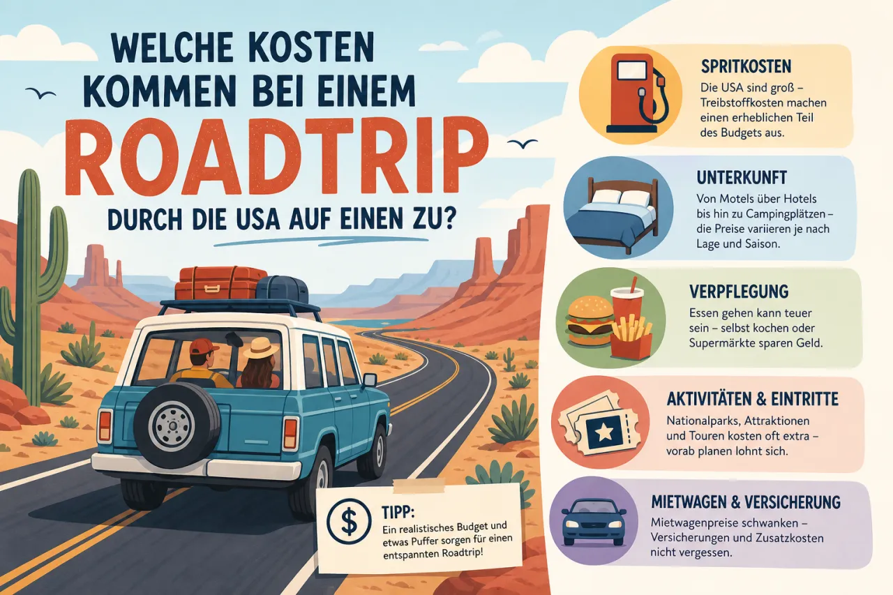 Welche Kosten kommen bei einem Roadtrip durch die USA auf einen zu?