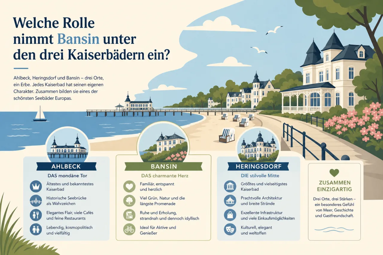Welche Rolle nimmt Bansin unter den drei Kaiserbädern ein?