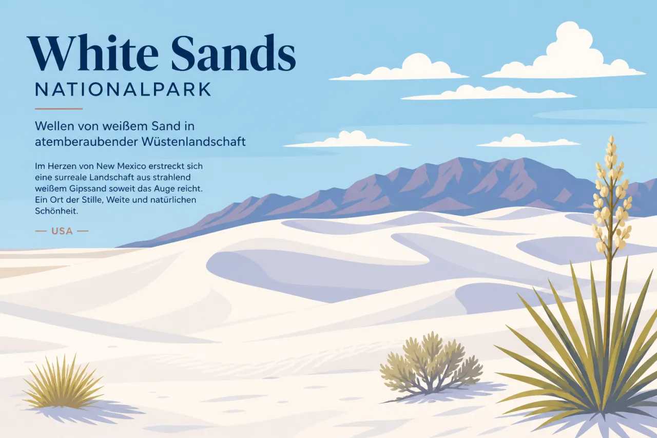 White Sands Nationalpark: Wellen von weißem Sand in atemberaubender Wüstenlandschaft