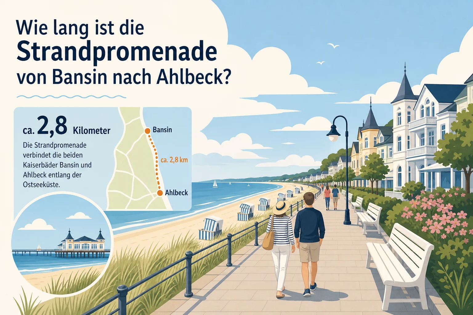 Wie lang ist die Strandpromenade von Bansin nach Ahlbeck?