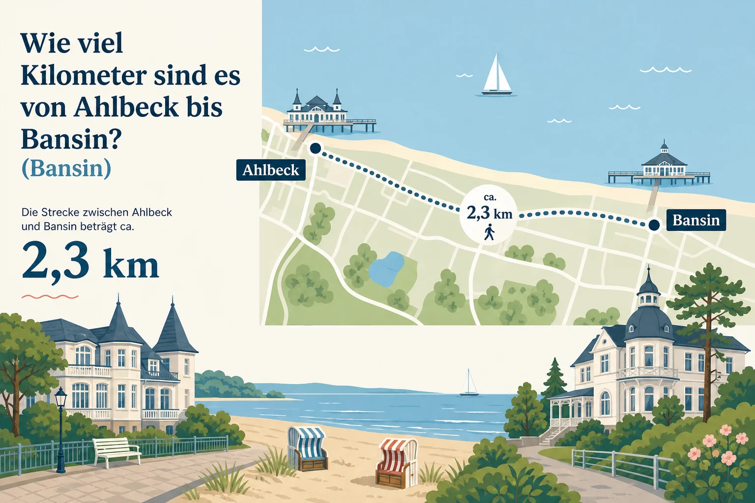 Wie viel Kilometer sind es von Ahlbeck bis Bansin?