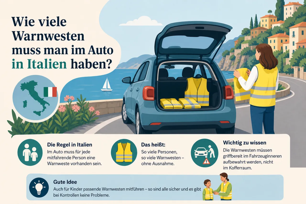 Wie viele Warnwesten muss man im Auto in Italien haben?