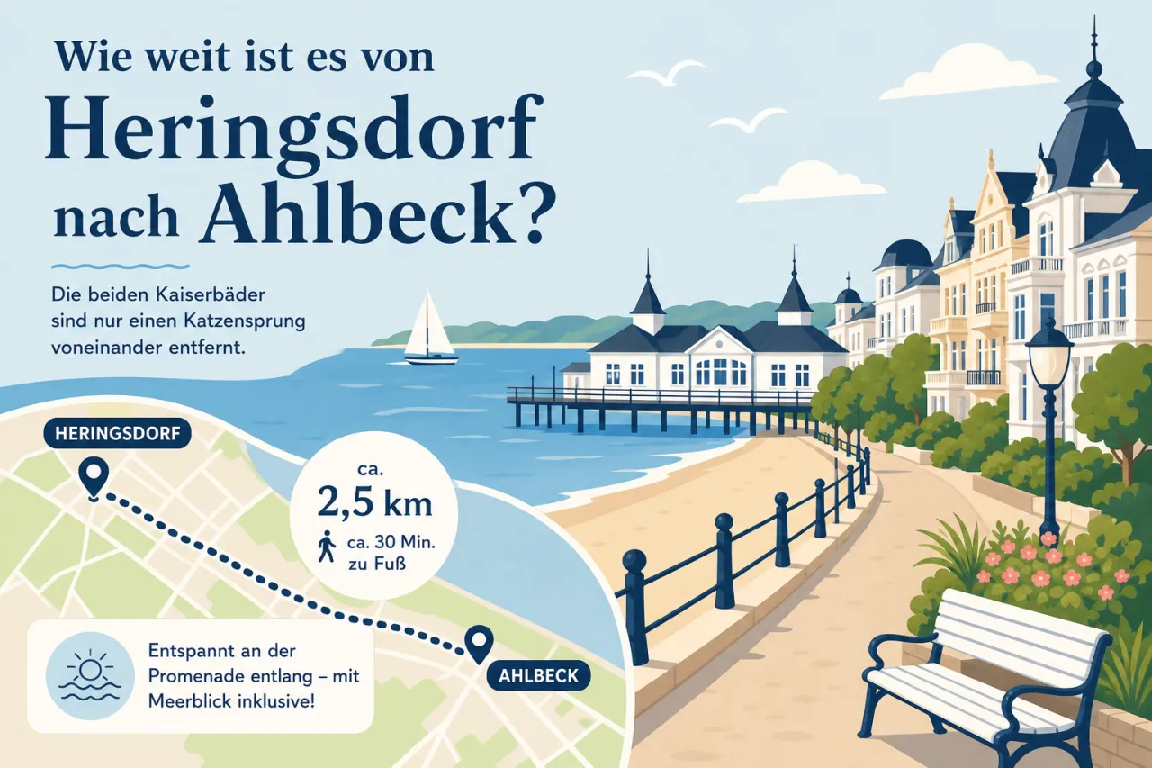 Wie weit ist es von Heringsdorf nach Ahlbeck?