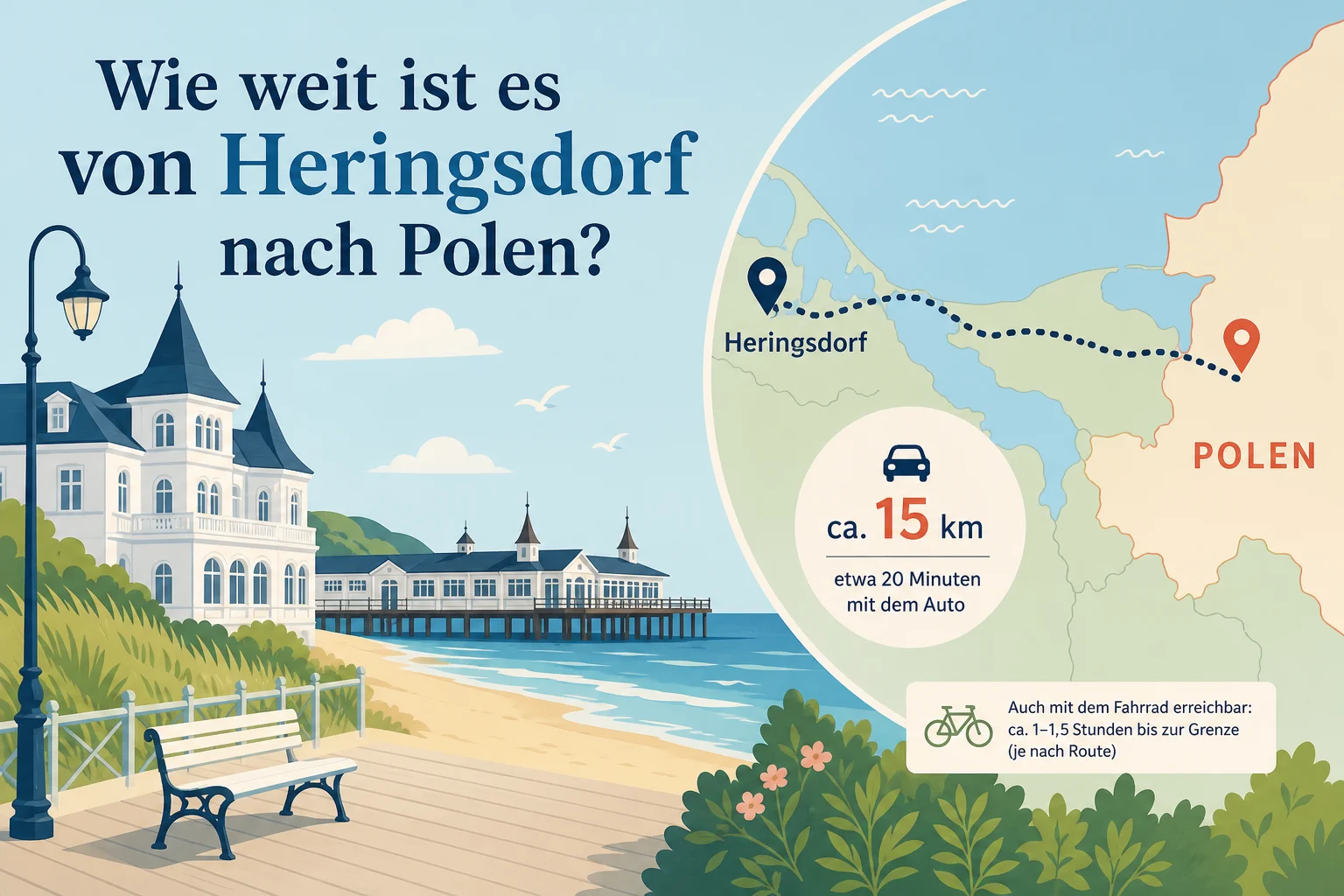 Wie weit ist es von Heringsdorf nach Polen?