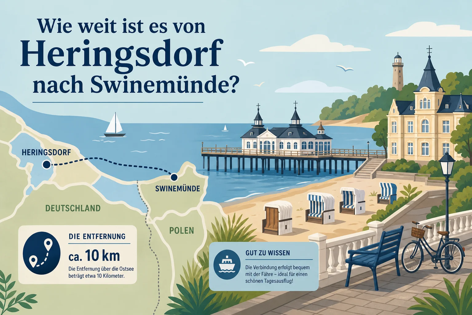 Wie weit ist es von Heringsdorf nach Swinemünde?