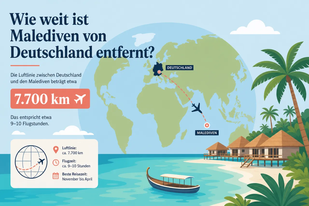 Wie weit ist die Malediven von Deutschland entfernt?