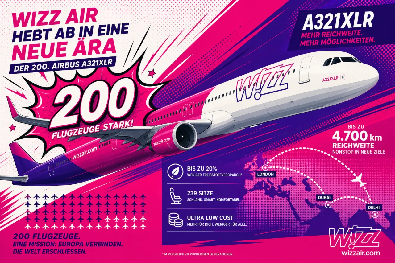Wizz Air nimmt seinen 200. Airbus A320neo-Flieger entgegen
