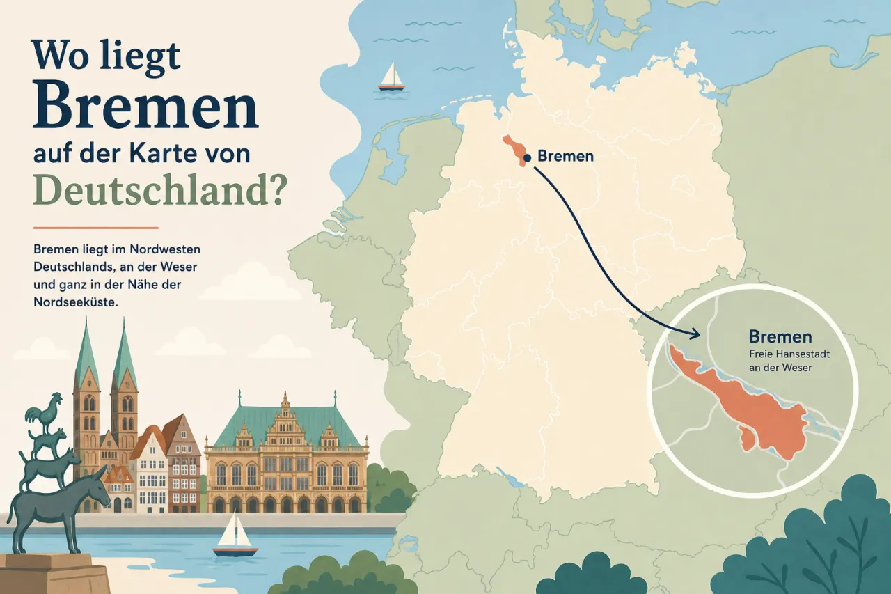 Wo liegt Bremen auf der Karte von Deutschland?