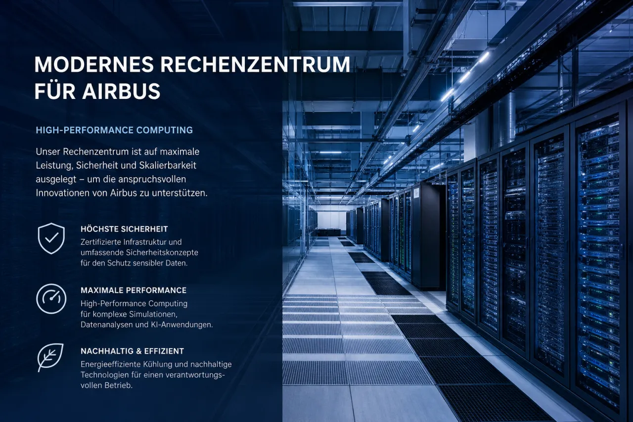 Airbus-HPC6-Rechenzentrum mit Serverracks für Flugzeugentwicklung