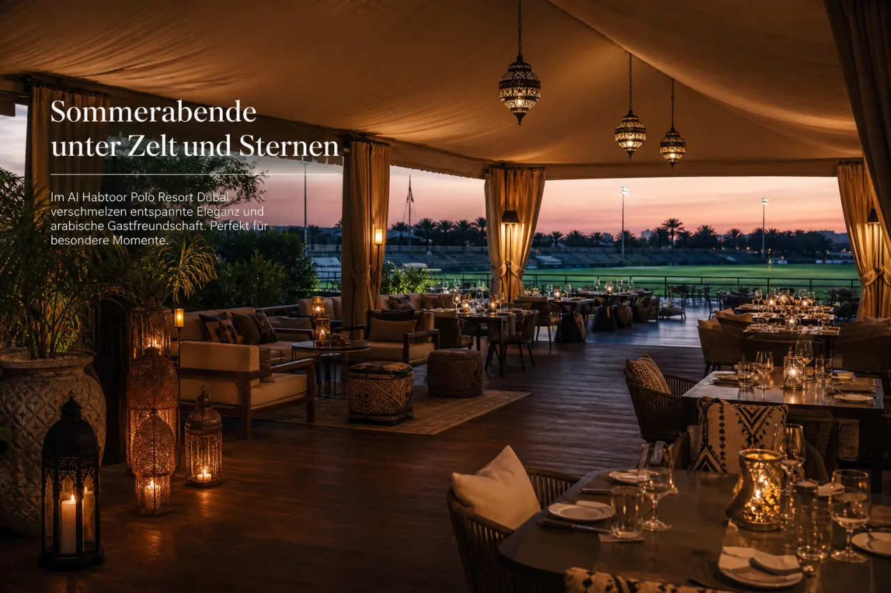 Summer Tent im Horse & Hound des Al Habtoor Polo Resort in Dubai
