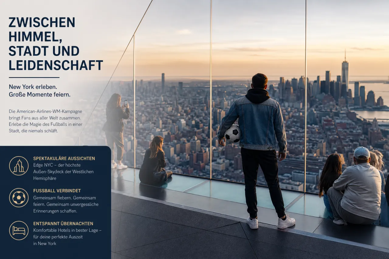 American Airlines Kampagne zur FIFA World Cup 26 am Edge NYC in New York