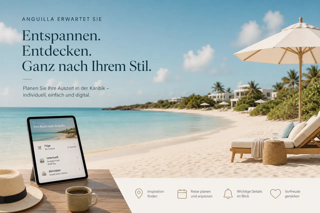 Strand von Anguilla mit ruhigem Wasser und hellem Sand