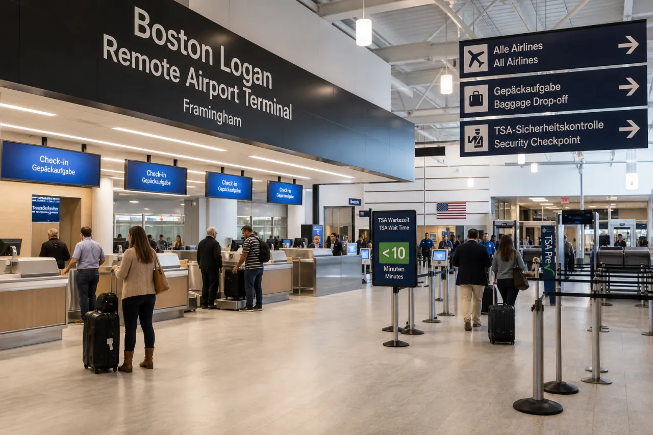 Bostons Remote Terminal: Framingham checkt vor dem Flughafen ein