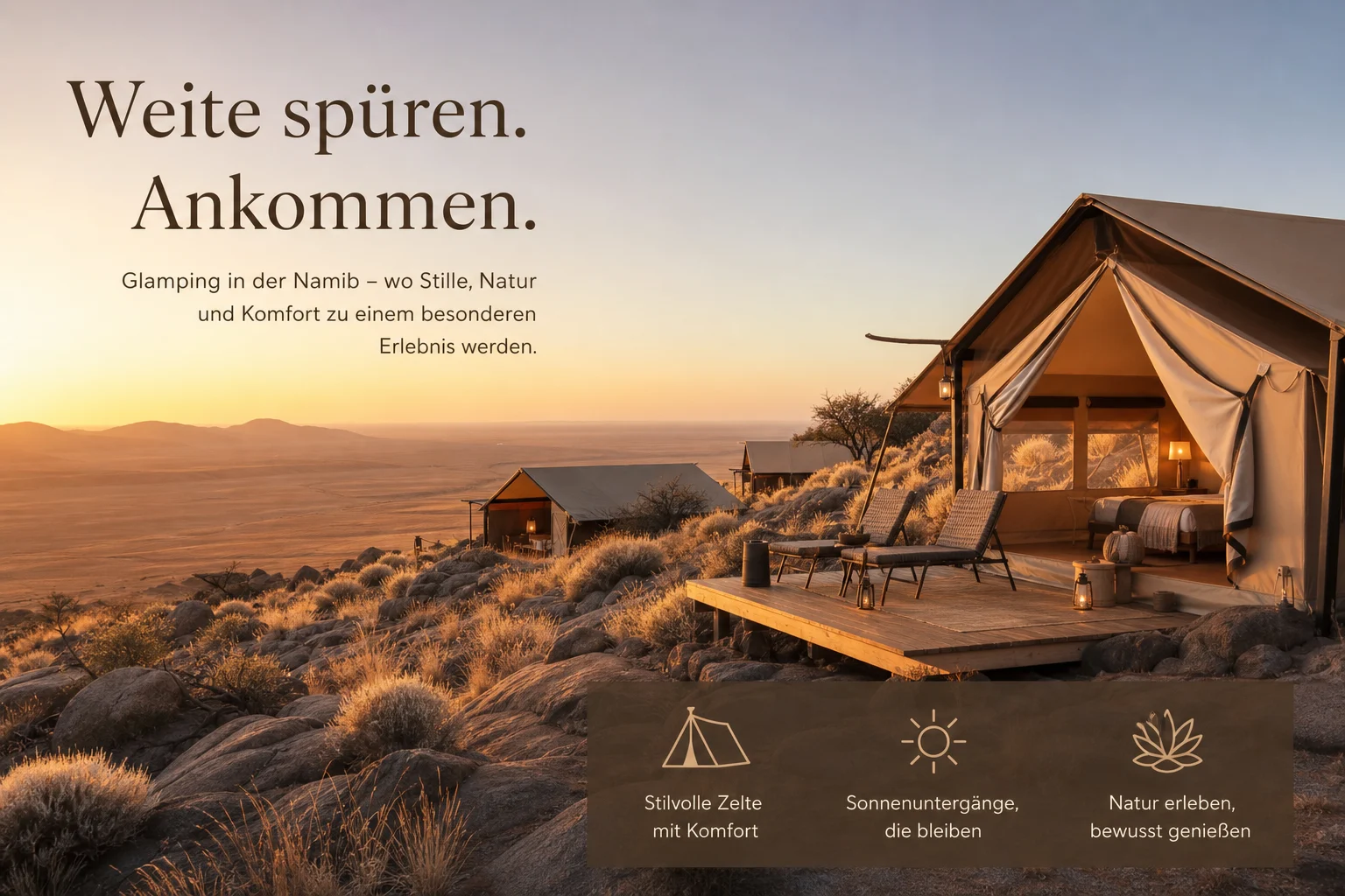 Desert Hills Glamping Camp in Namibia: Luxus im Namib