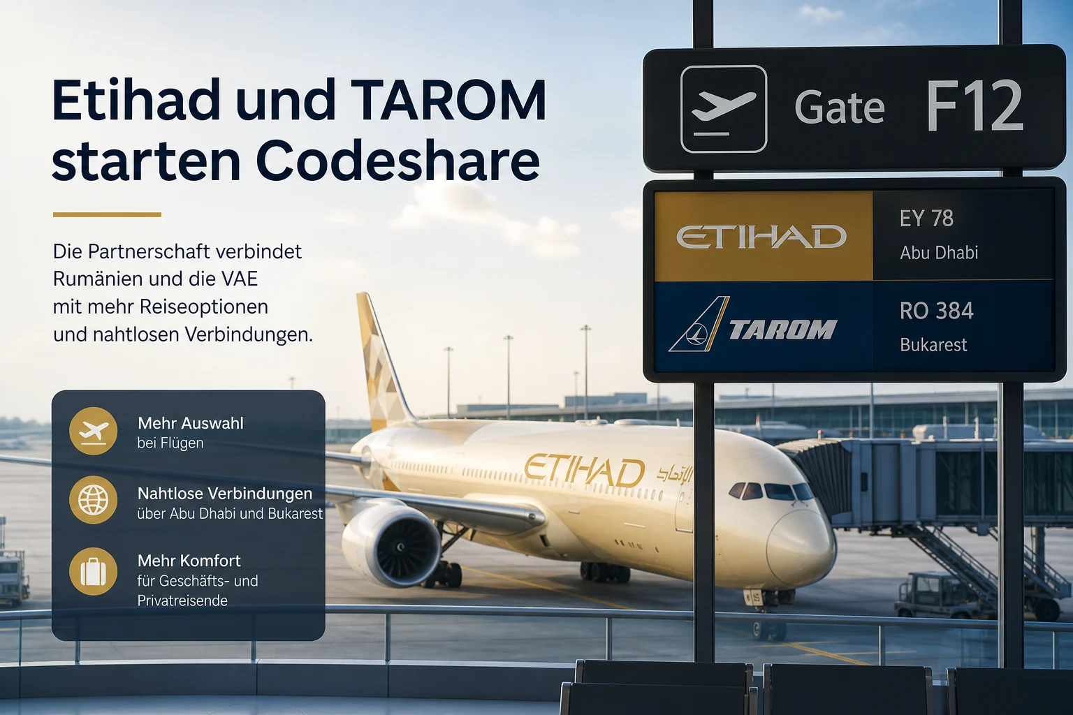 Etihad und TAROM verknüpfen Osteuropa