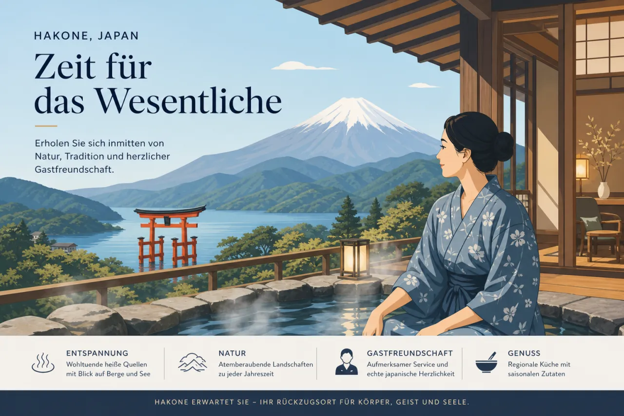 Hakone in Japan mit Bergkulisse und Onsen-Atmosphäre
