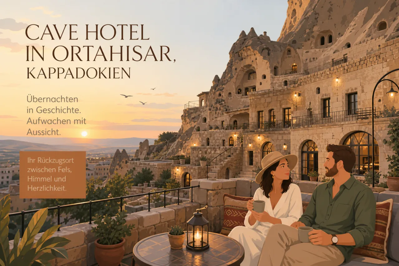 Elika Cave Suites in Ortahisar mit Felsfassade und Terrasse in Kappadokien