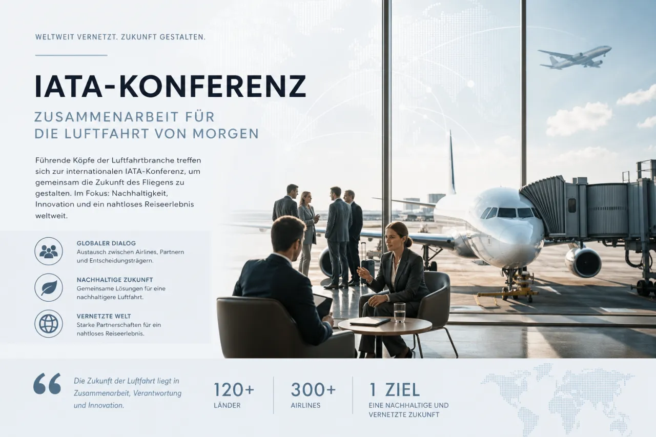 IATA-Logo vor Flugzeugfenstern als Symbol für Luftfahrt und Wachstum in Afrika und im Nahen Osten