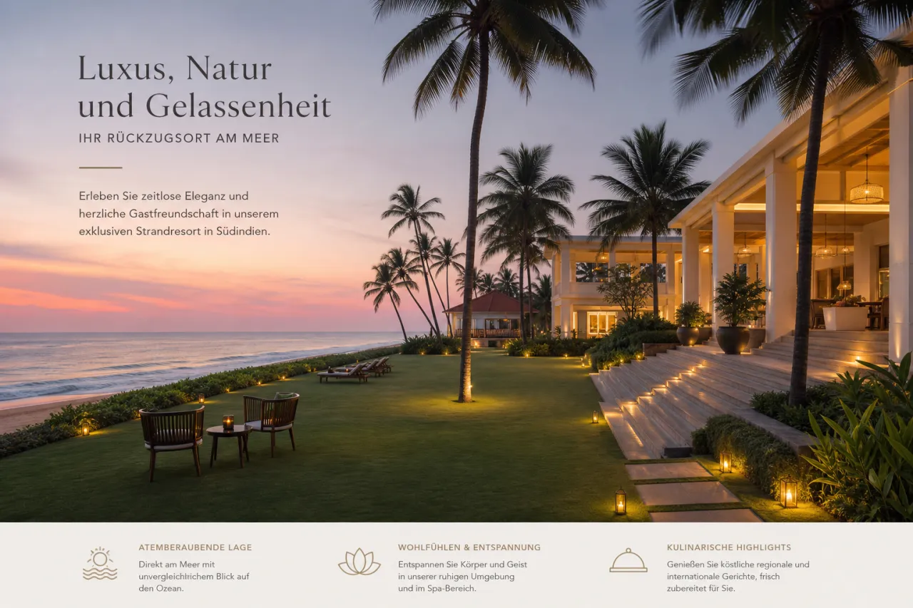 InterContinental Chennai Mahabalipuram Resort mit Strandflächen und Meerblick an der Küste von Chennai