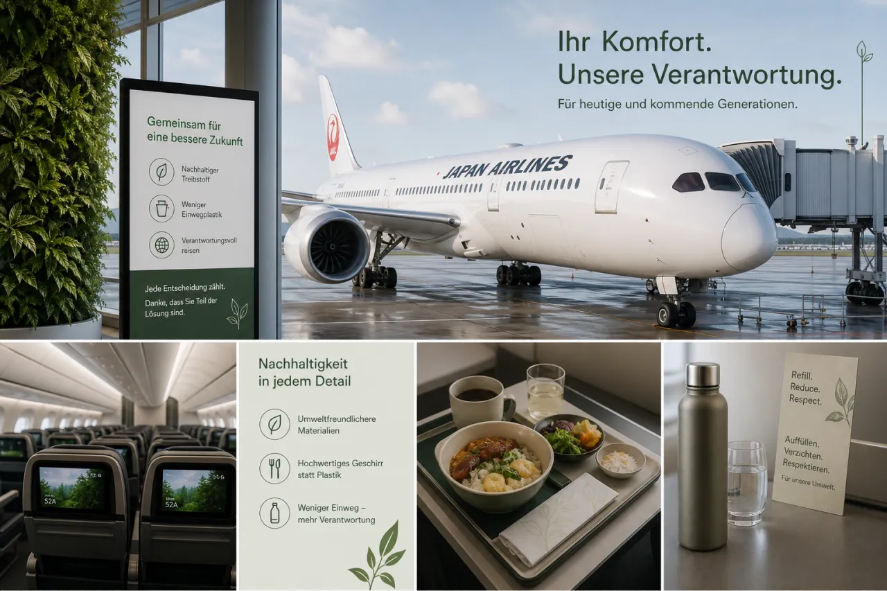 JAL reduziert Einwegplastik in Kabine und Lounge