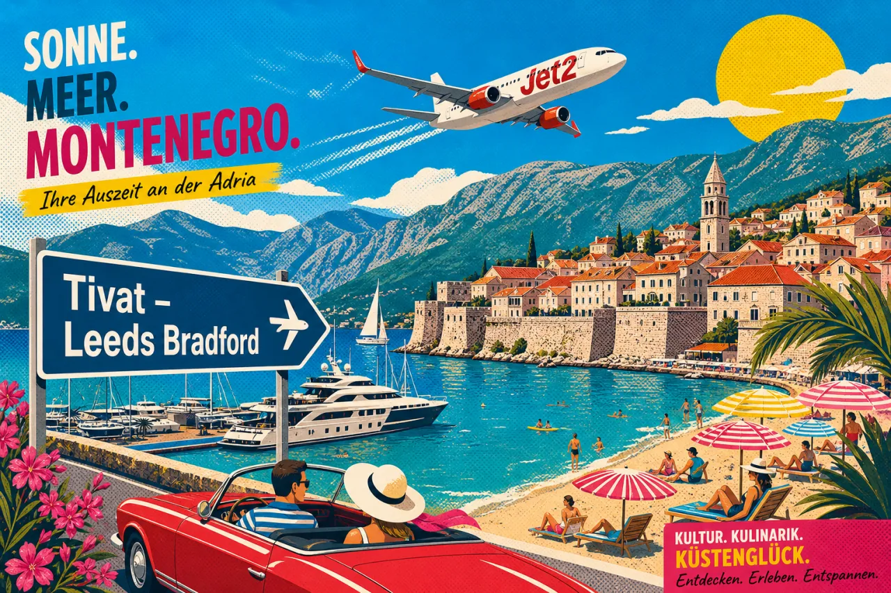 Jet2 legt Tivat ab Leeds Bradford für Sommer 2027 auf