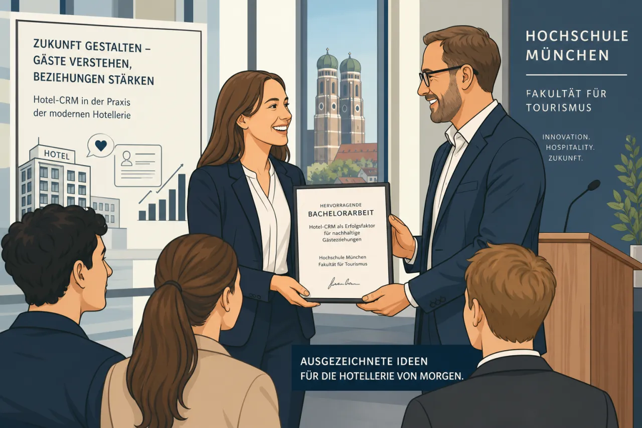 Michael Toedt bei einer Auszeichnung der Hochschule München, thematisch zu Hotel-CRM und Lehre